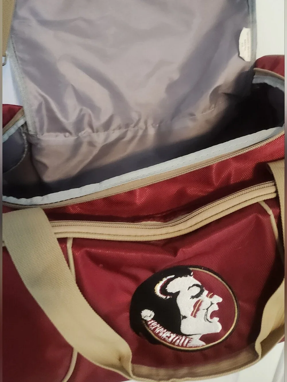 FLORIDA STATE SEMINOLES FSU Burgundy Duffel with Cream Trim